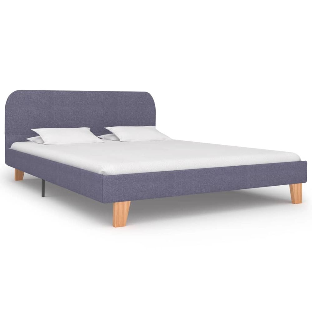 Grey Fabric Double Bed Frame