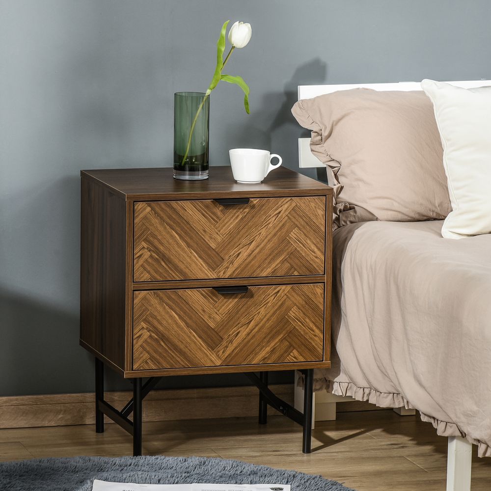 Herringbone Bedside Table