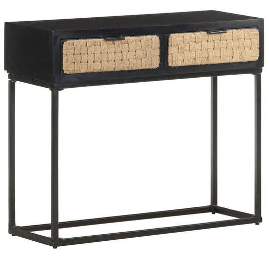 Mango Wood Console Table with Jute Drawers