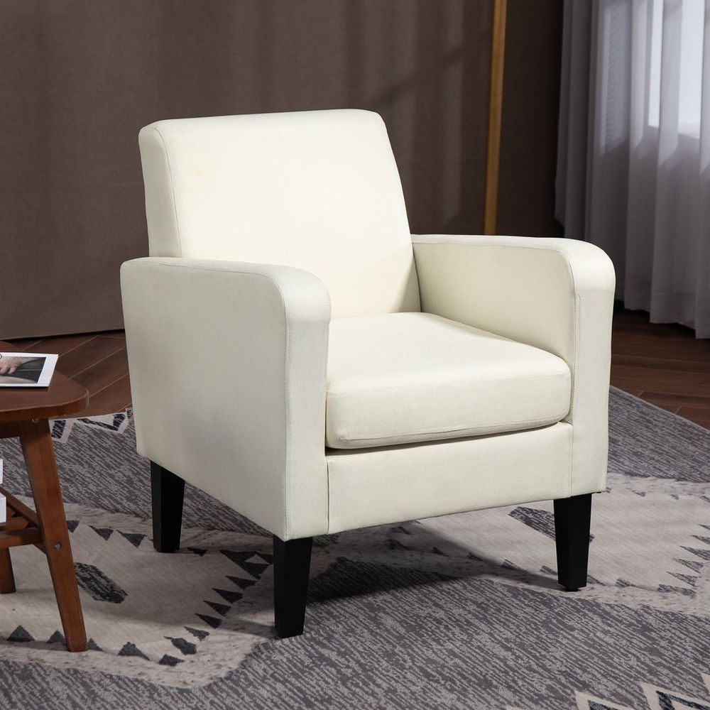 Cream Linen Accent Chair