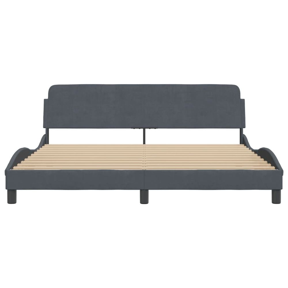 Grey Velvet Super King Bed Frame with Headboard