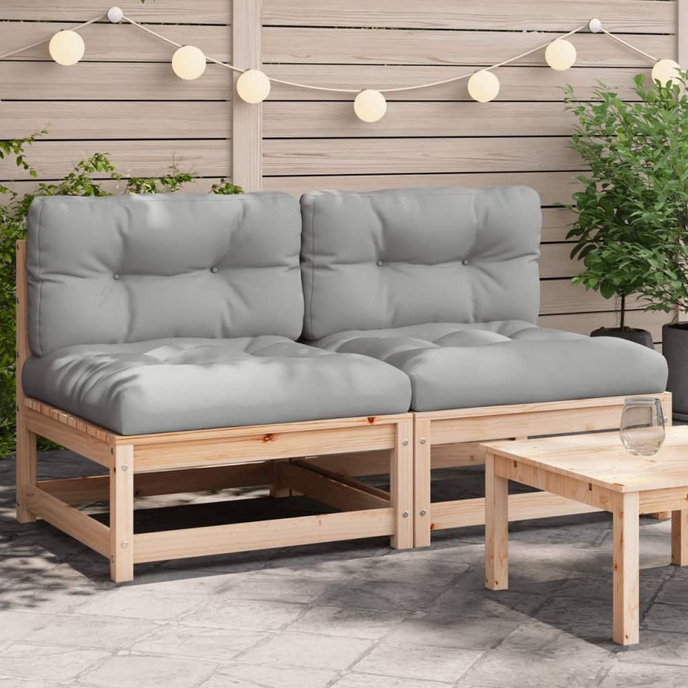 Solid Wood Two Piece Garden Sofa with Cushions