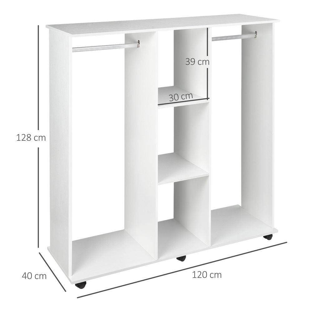 Double White Open Wardrobe