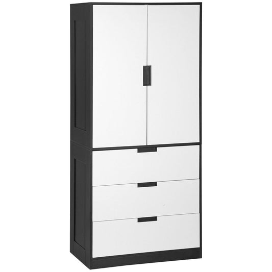 Black and White Two Door Wardrobe