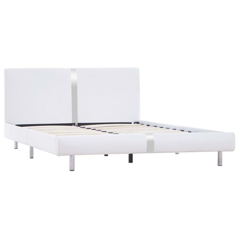 White Faux Leather Double Bed Frame