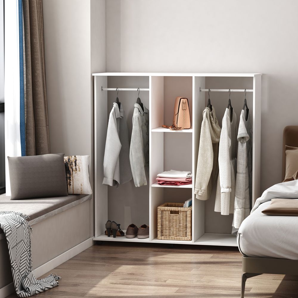 Double White Open Wardrobe