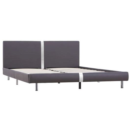 Grey Faux Leather King Size Bed Frame