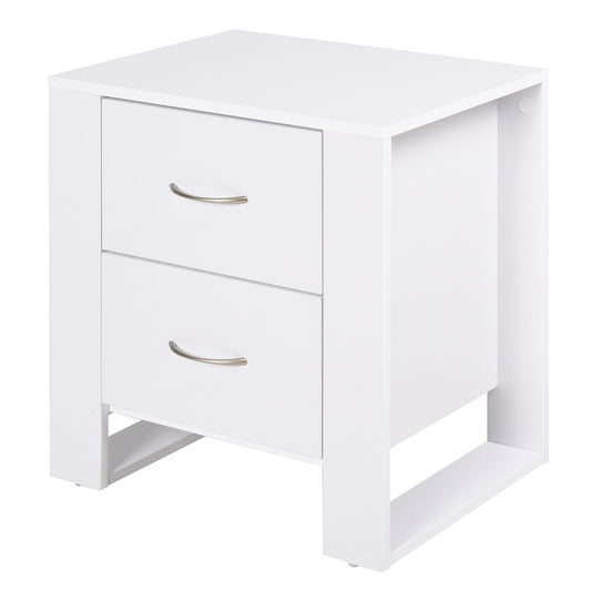 White Two Drawer Bedside Table