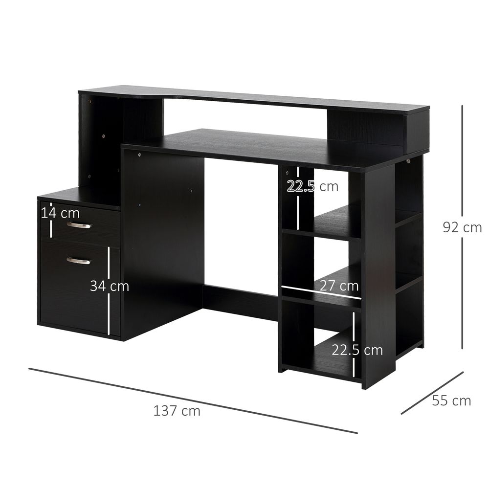 Black Workstation with Shelves