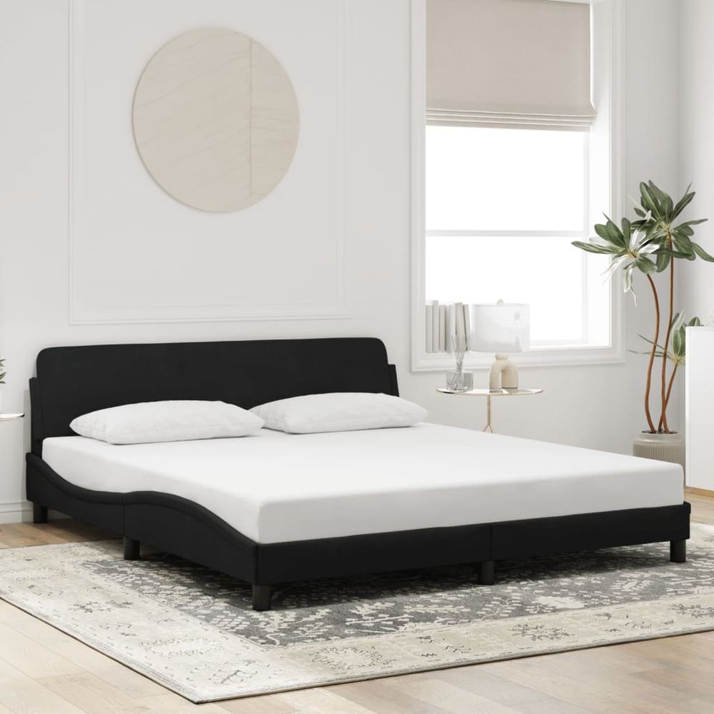 Black Velvet Super King Bed Frame with Headboard