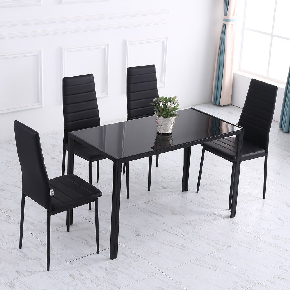 Black Glass Top Dining Table