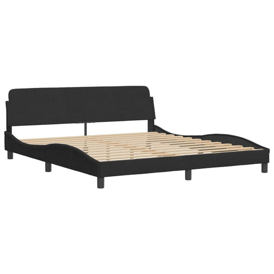 Black Velvet Super King Bed Frame with Headboard