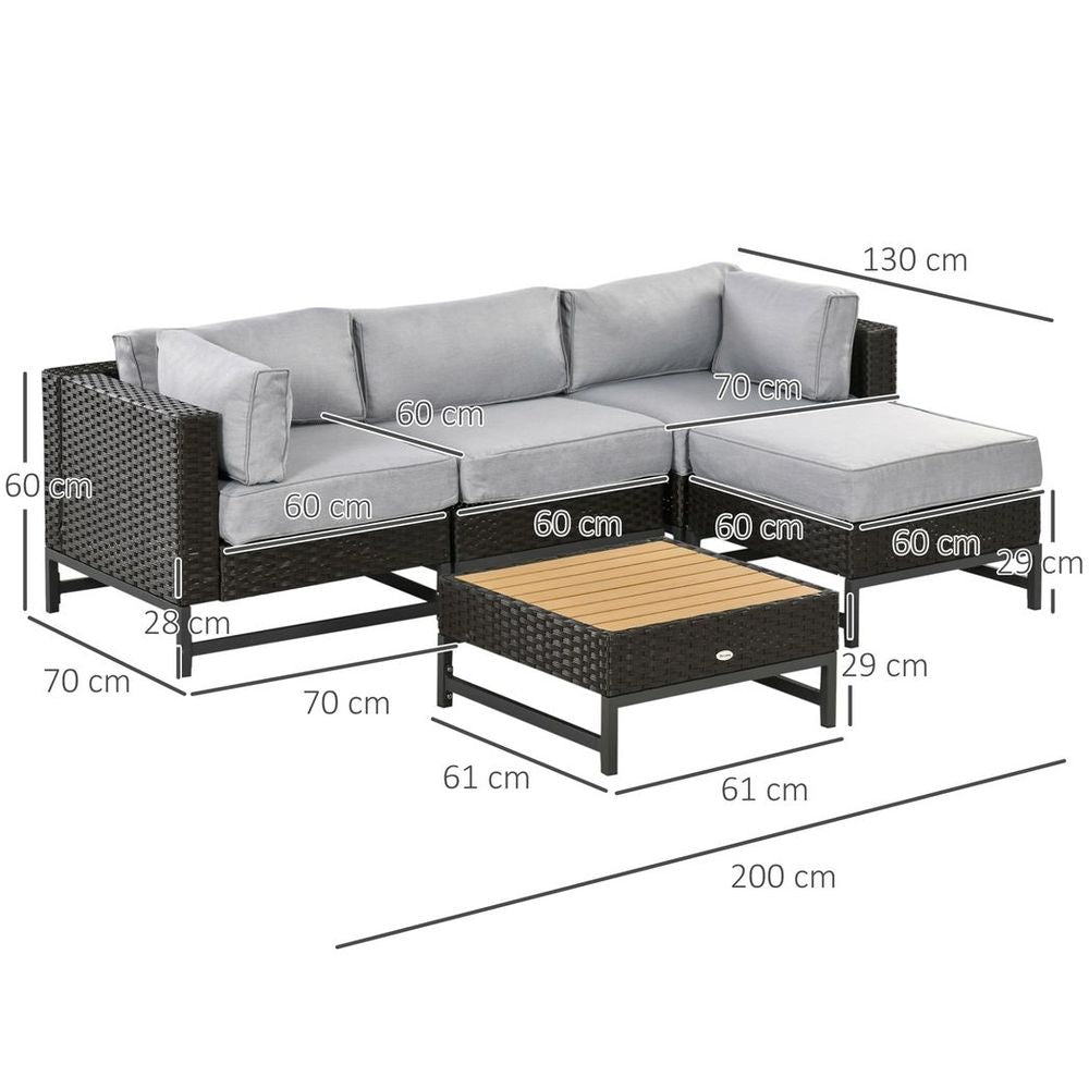 Rattan Corner Sofa with Coffee Table