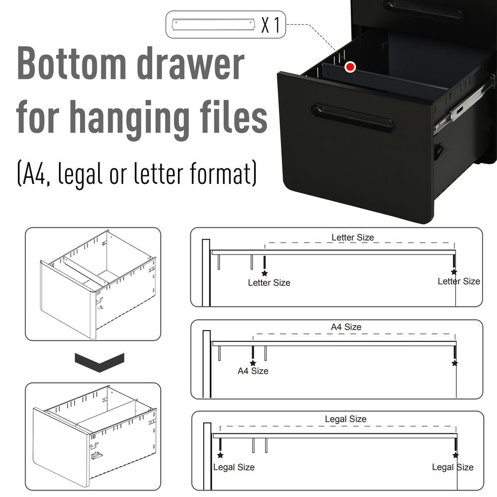 Black Lockable Filing Cabinet