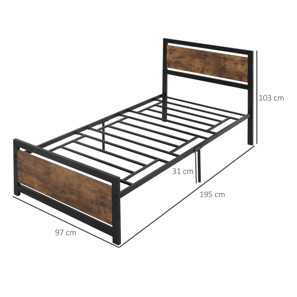 Industrial Single Metal Bed Frame