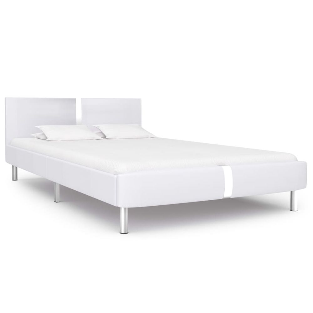 White Faux Leather Double Bed Frame