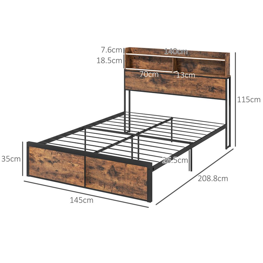 Double Bed Frame with Storage Headboard