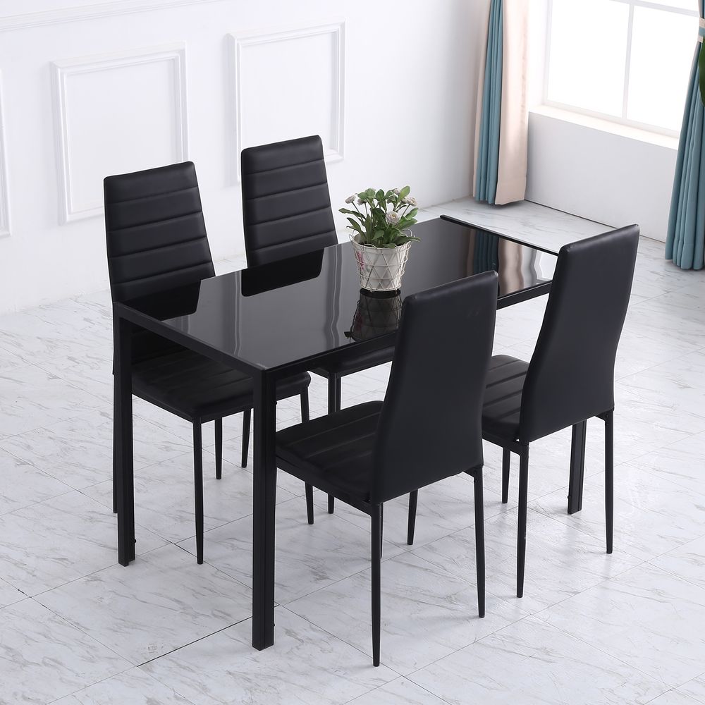 Black Glass Top Dining Table