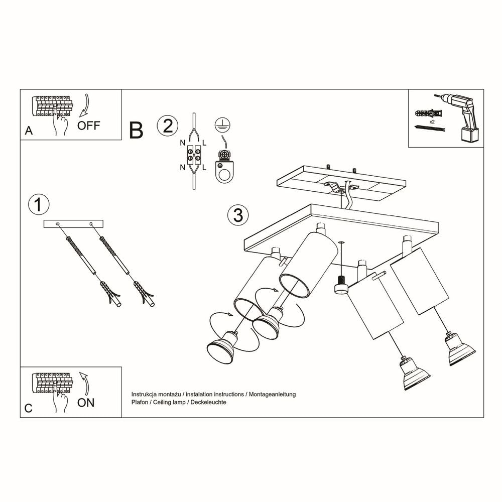 Square Steel Ceiling Light