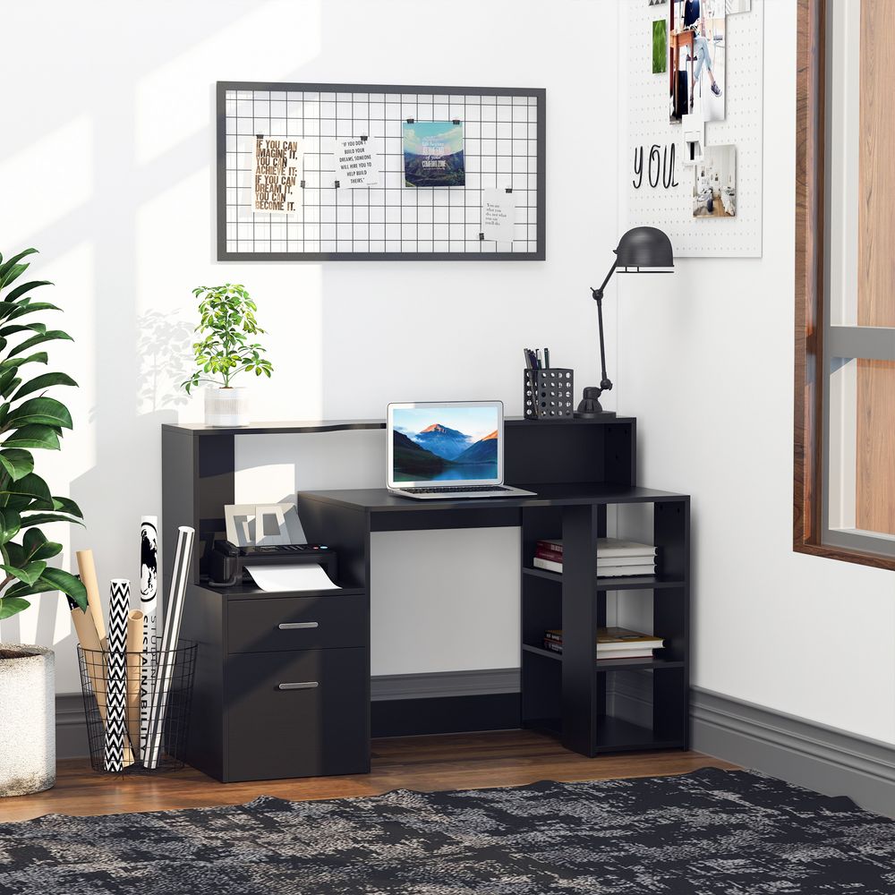 Black Workstation with Shelves