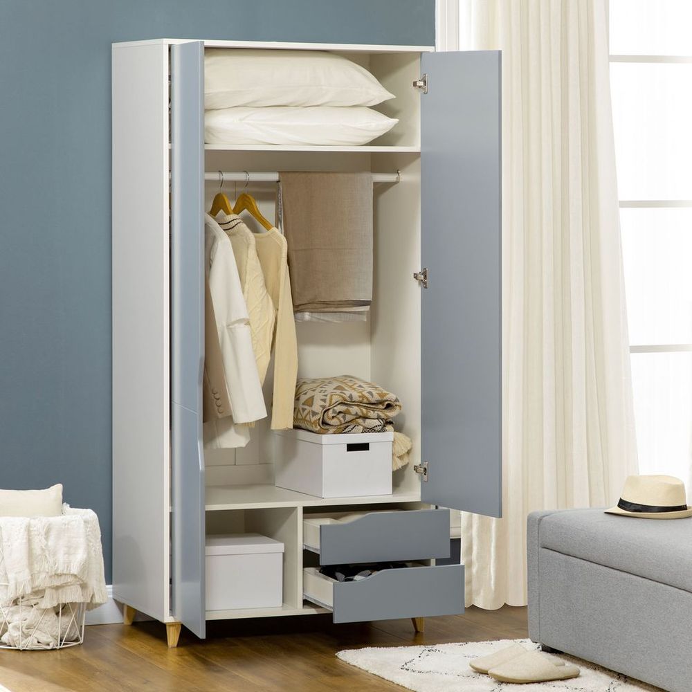 Grey Double Doored Wardrobe