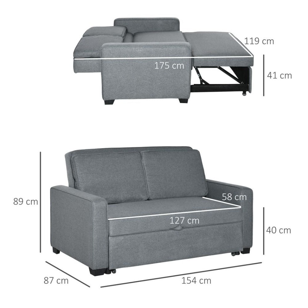 Grey Two Seater Sofa Bed