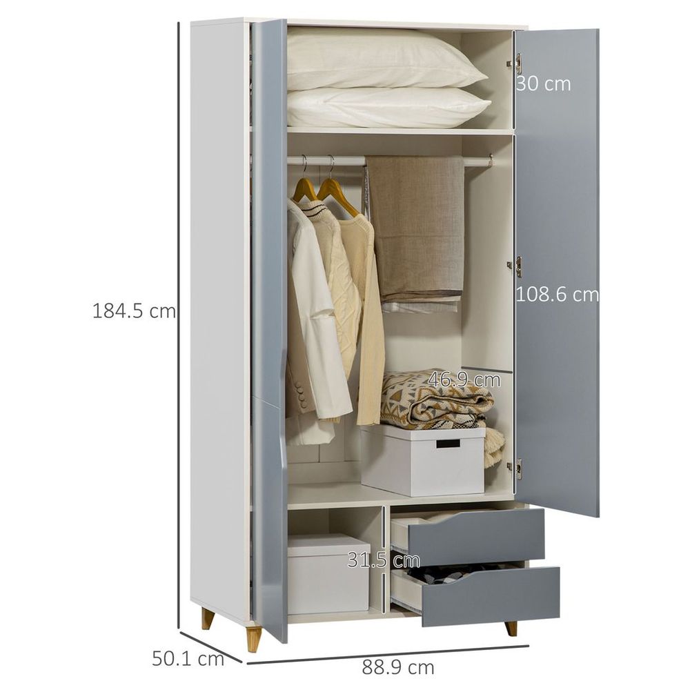 Grey Double Doored Wardrobe