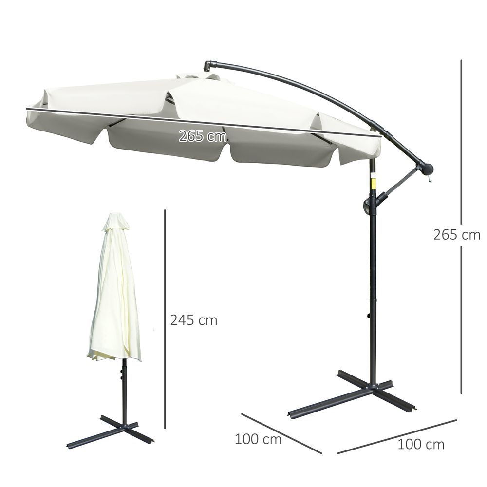 2.7m White Banana Parasol