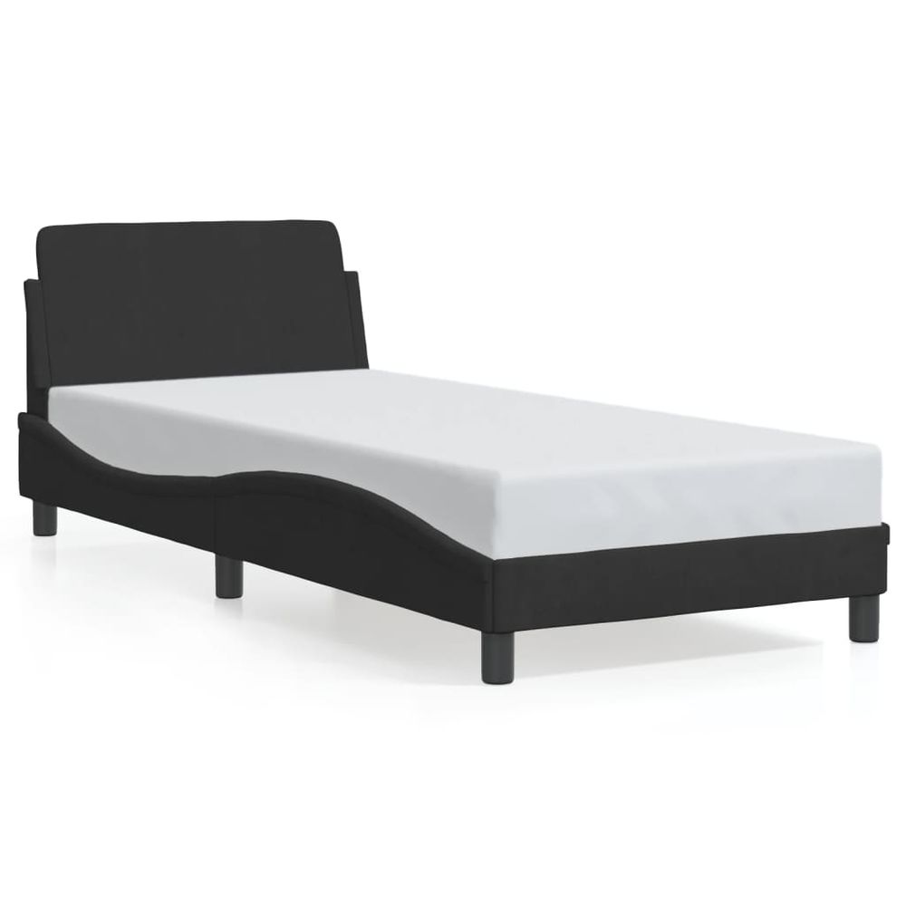 Black Velvet Single Bed Frame with Headboard