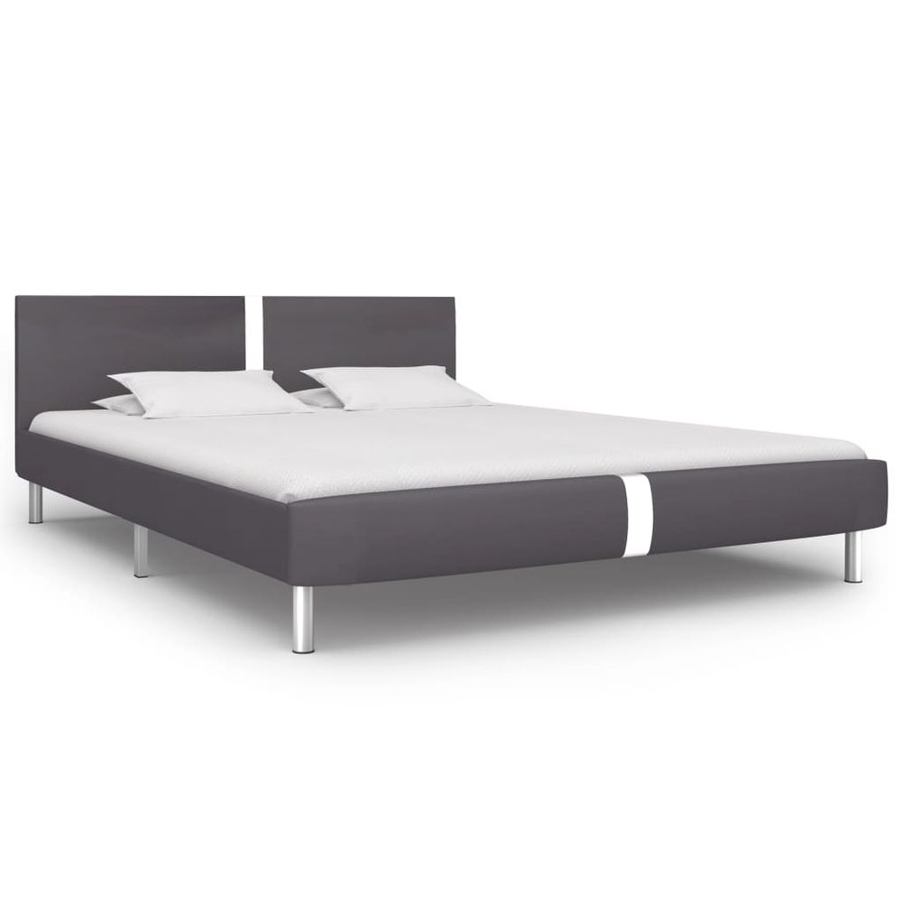 Grey Faux Leather King Size Bed Frame