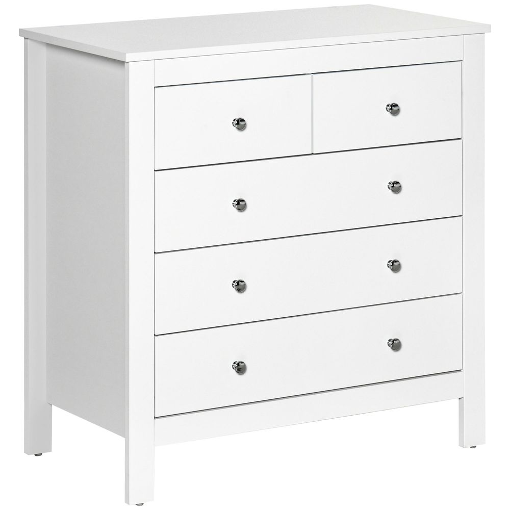 White Five Drawer Chest of Drawers