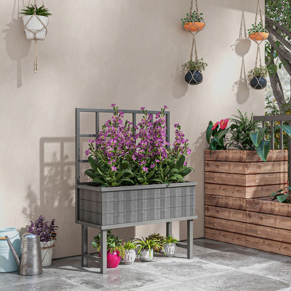 Elevated Planter Box with Trellis