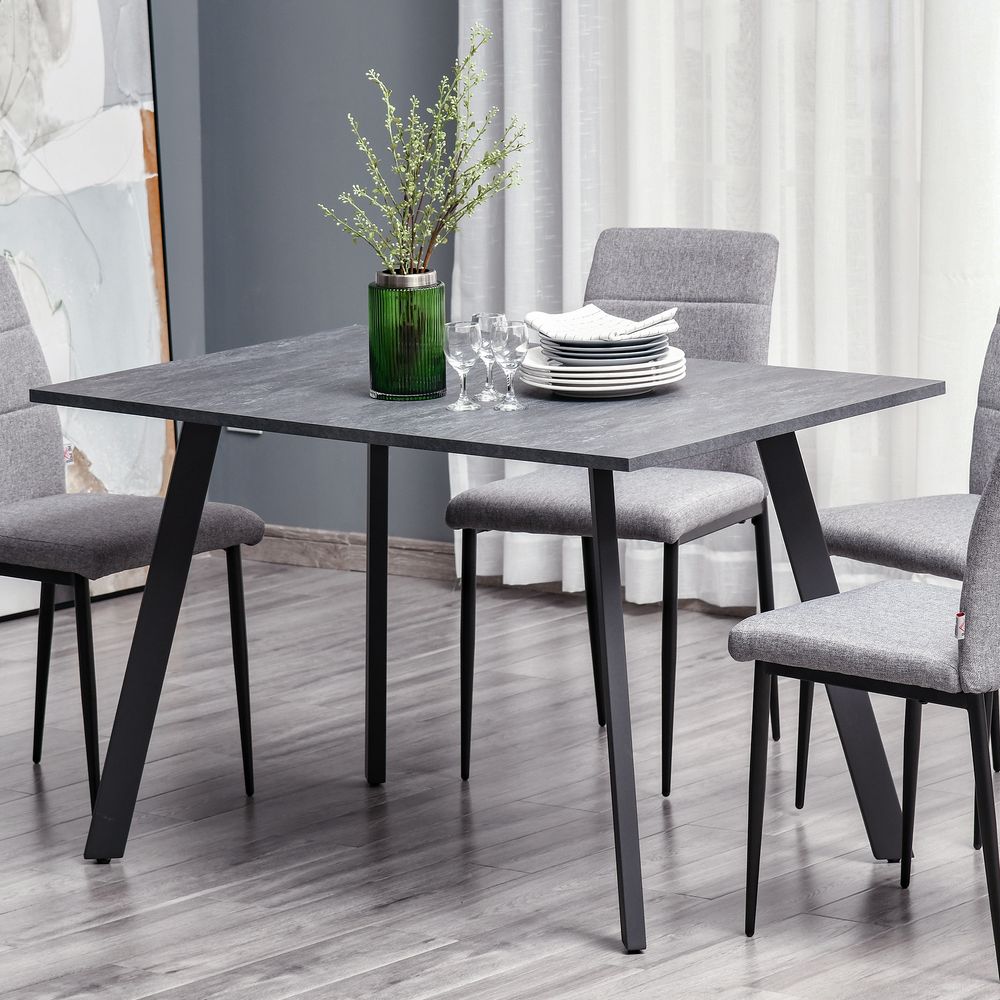 Dark Grey Metal Legged Dining Table