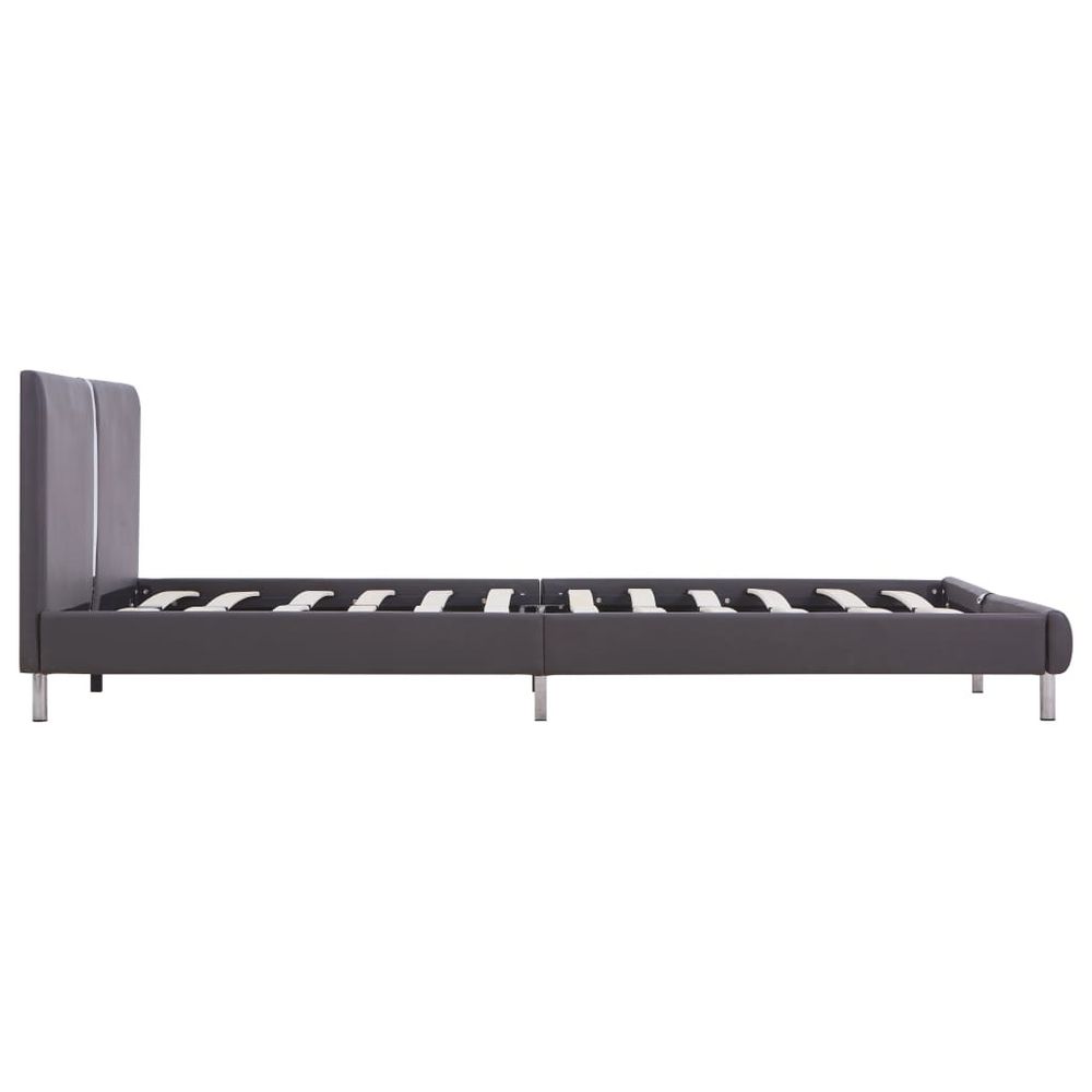 Grey Faux Leather King Size Bed Frame