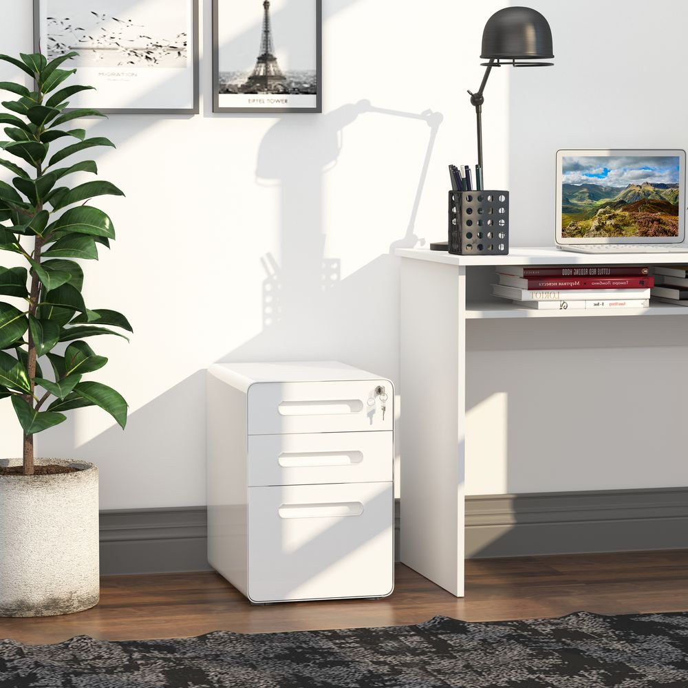 White Lockable Filing Cabinet