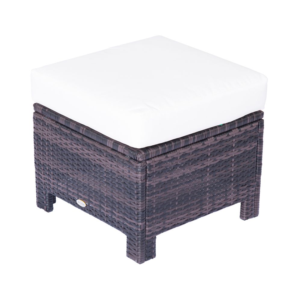 Padded Rattan Footstool with Cushion