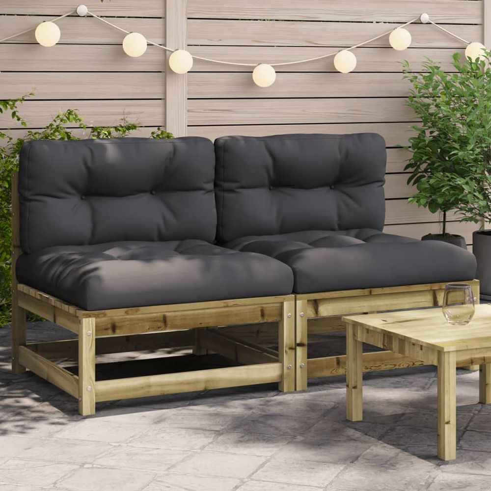 Solid Wood Two Piece Garden Sofa with Cushions