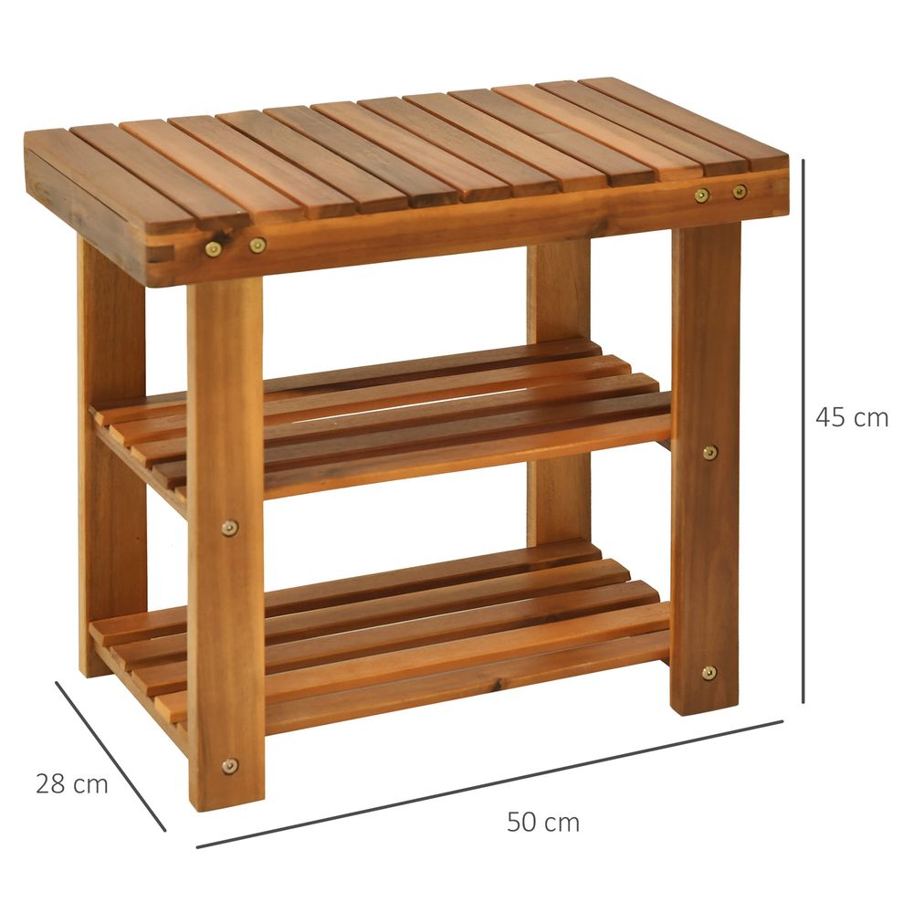 Acacia Wood Shoe Bench