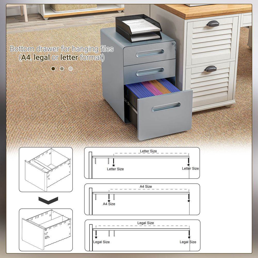 Grey Lockable Filing Cabinet