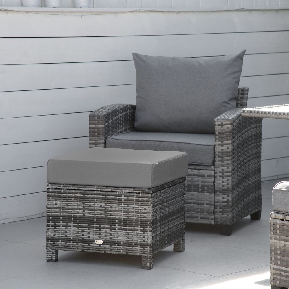 Padded Rattan Footstool with Cushion