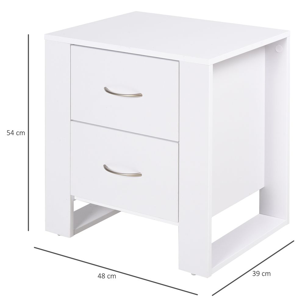 White Two Drawer Bedside Table