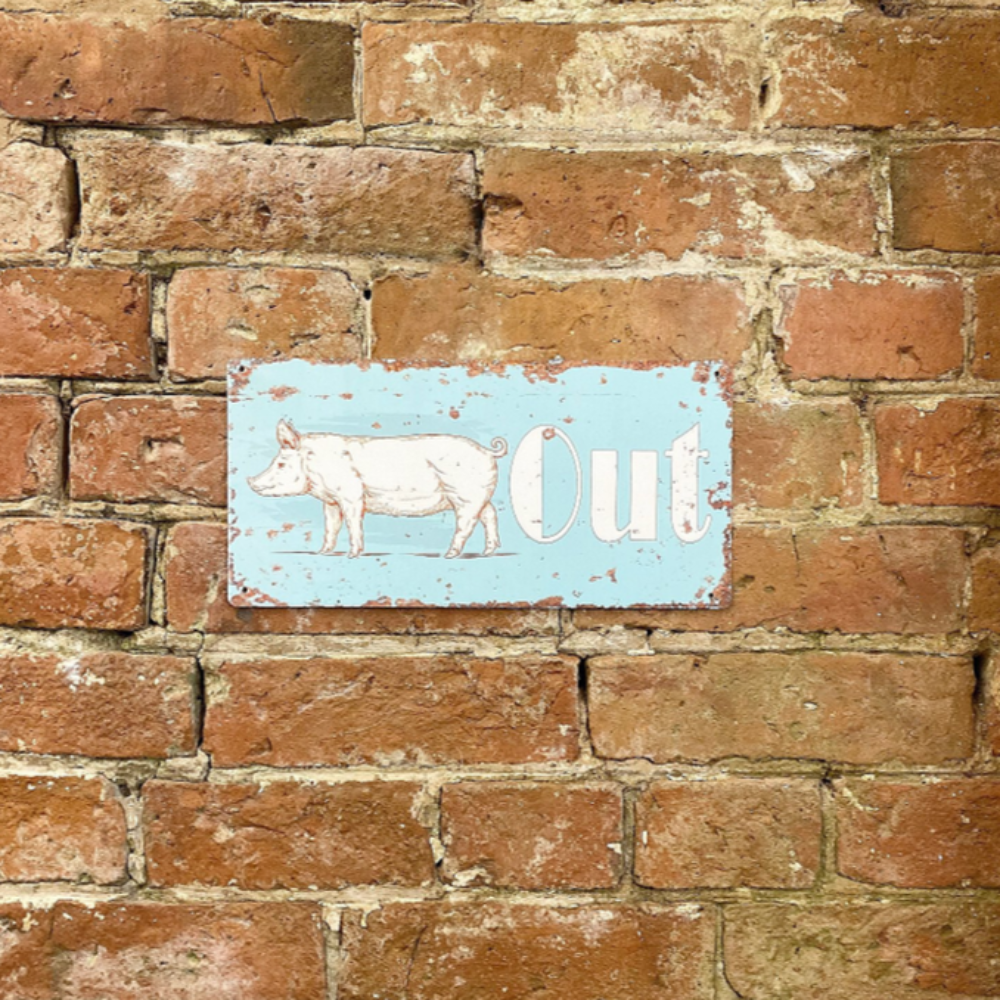 Pig Out Metal Wall Sign