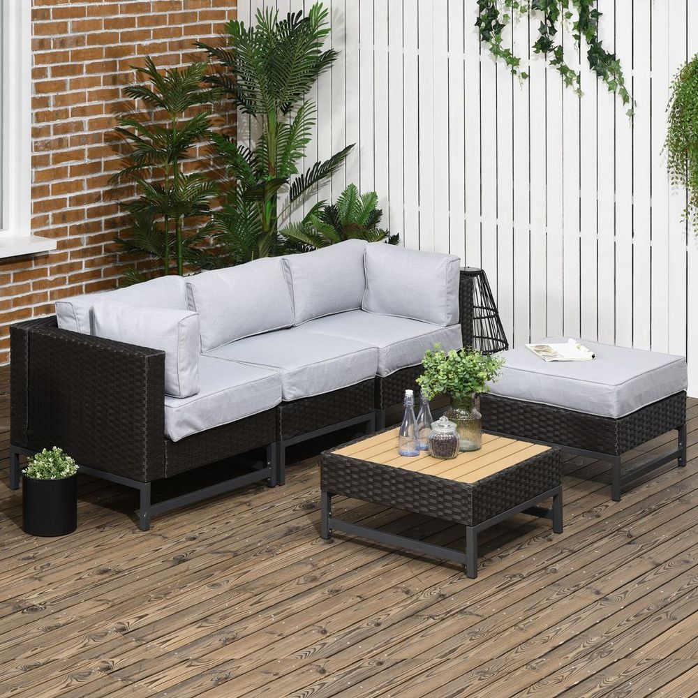 Rattan Corner Sofa with Coffee Table