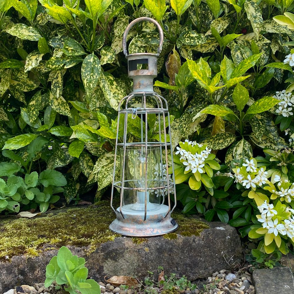 Rustic Battery Powered Garden Lantern