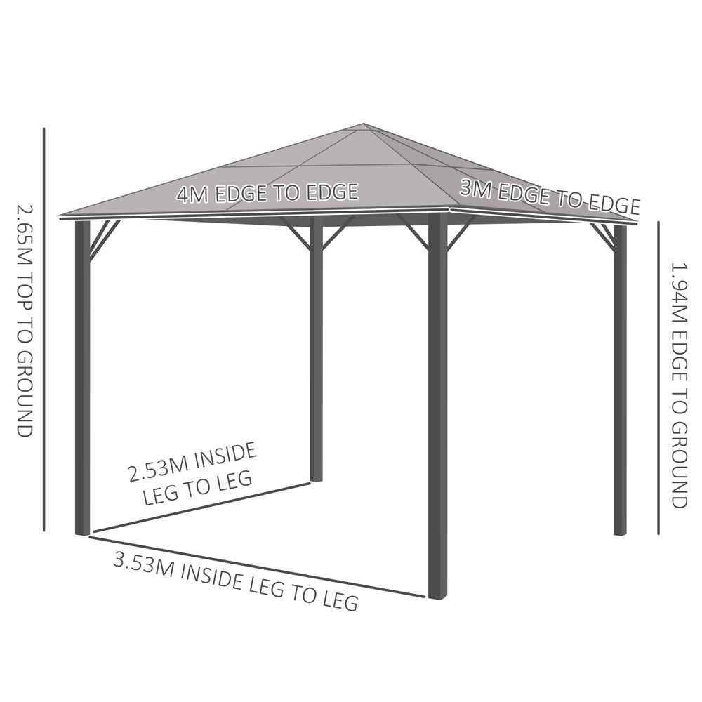 3x3(m) Polycarbonate Hardtop Gazebo Canopy