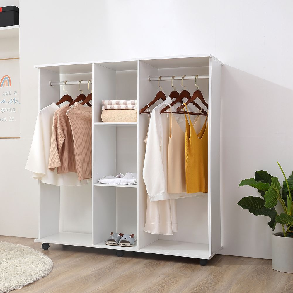 Double White Open Wardrobe