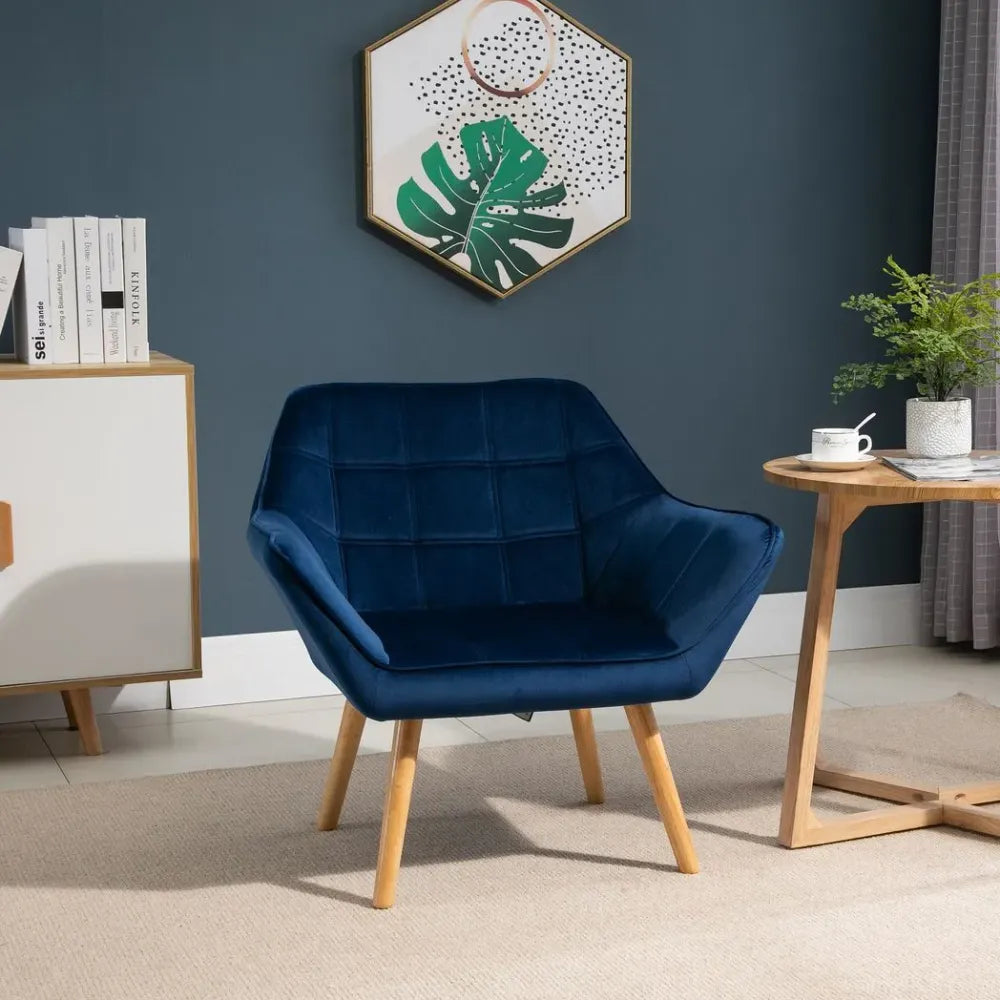 Navy Velvet Armchair room view