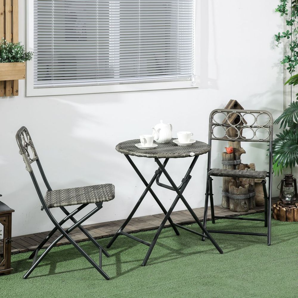 Folding Rattan Bistro Set