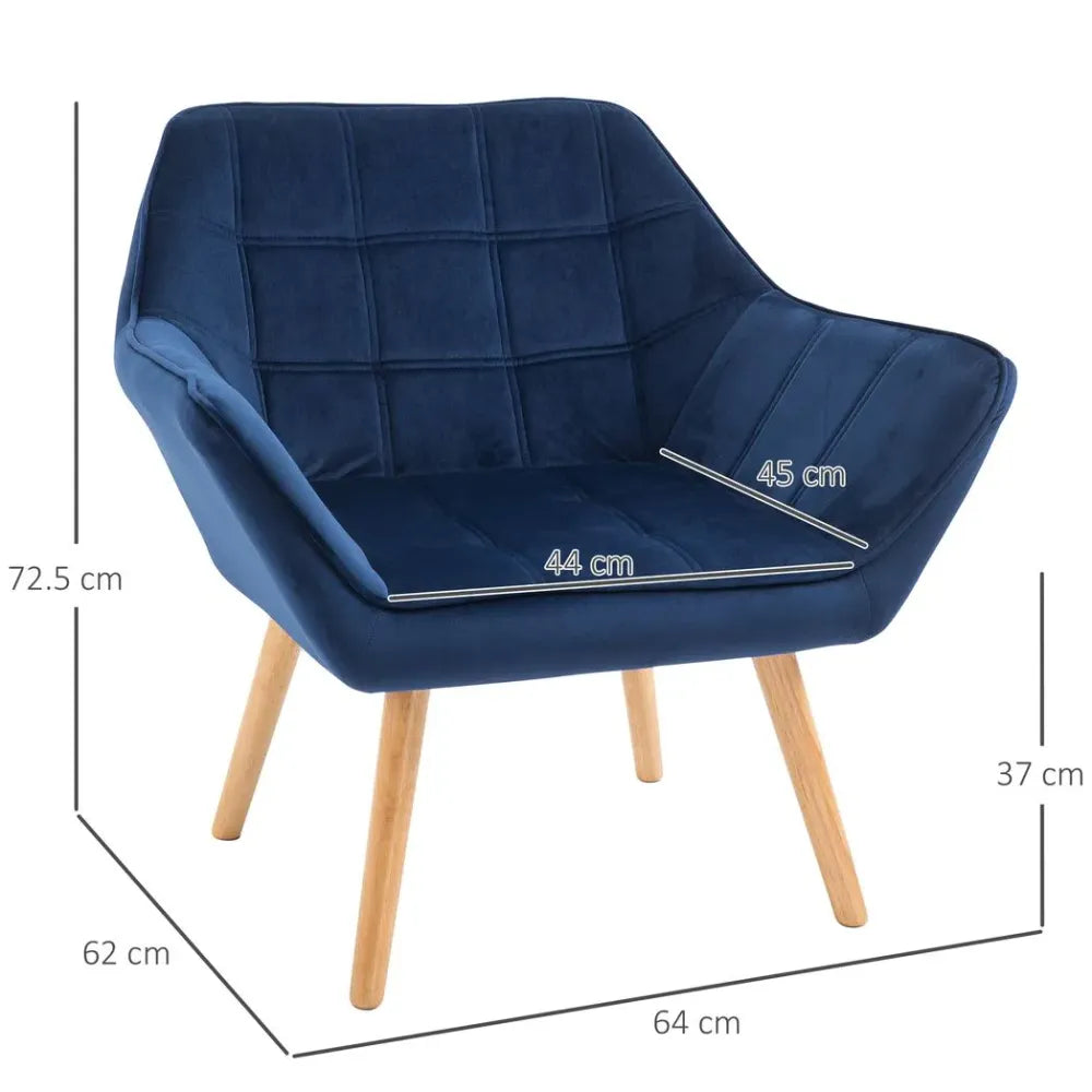 Navy Velvet Armchair measurements view