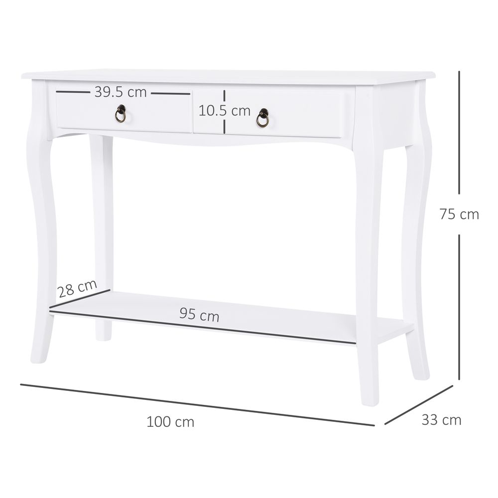 White Two Drawer Console Table